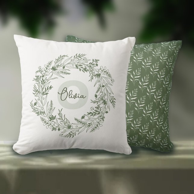 Organic Botanical Leafy Monogram O Cushion (Creator Uploaded)