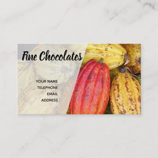 Organic Cacao Bean Pods for Making Chocolate Business Card (Front)