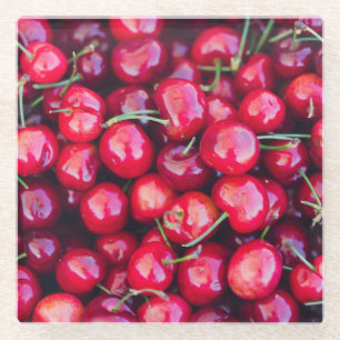 Organic California Cherries Celebration Glass Coaster