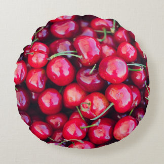 Organic California Cherries Celebration Round Cushion