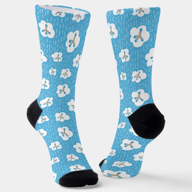 Organic Chemistry Blue Molecules Science Geek Socks (Angled)