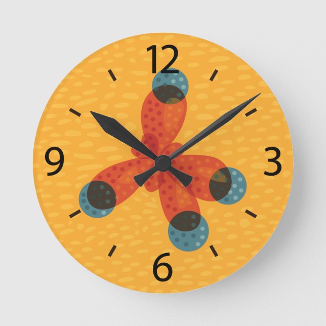 Organic Chemistry Methane Molecule Yellow Round Clock (Front)