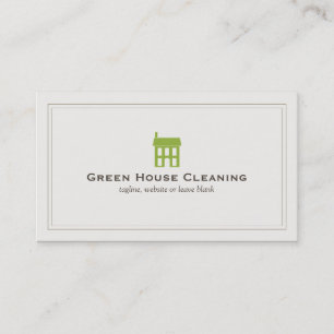 Organic Cleaning Services Green House Logo Business Card
