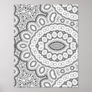 Organic Clustered Pattern Intricate Colouring Page Poster
