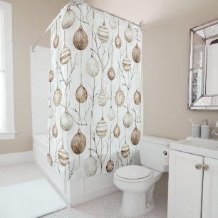 Organic Cream Tan Christmas Ornaments Shower Curtain