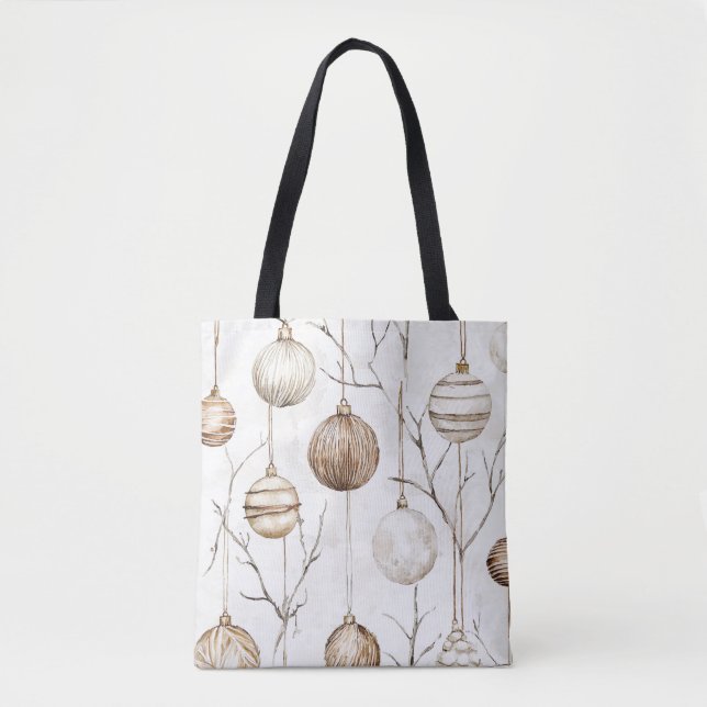 Organic Cream Tan Christmas Ornaments Tote Bag (Front)
