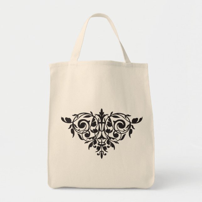 Organic customisable silhouette damask totebag tote bag (Front)