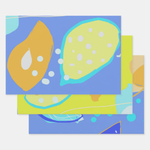 Organic design Wrapping Paper Flat Sheet Set of 3