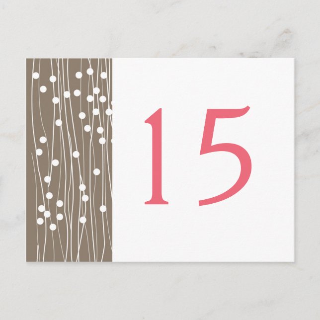 Organic Dots & Lines  Wedding Table Number Cards (Front)
