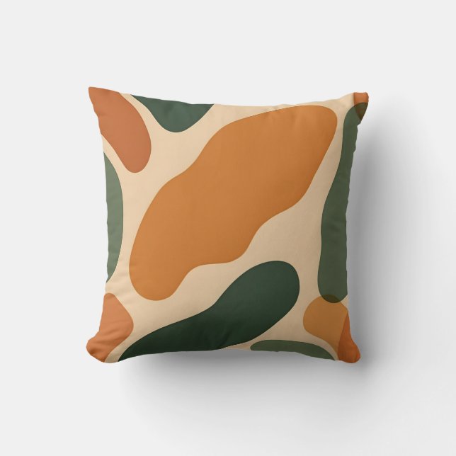 Organic Earth Tone Abstract Shapes Pattern Cushion (Front)
