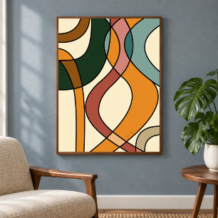 Organic Earthy Abstract Mid Century Poster