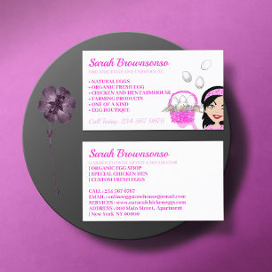 Organic egg cartoon lady business card