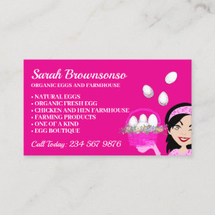 Organic egg chicken hen farmhouse pink business card