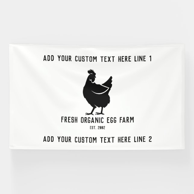 Organic Egg Farm Farmhouse Rustic Chicken  Banner (Horizontal)