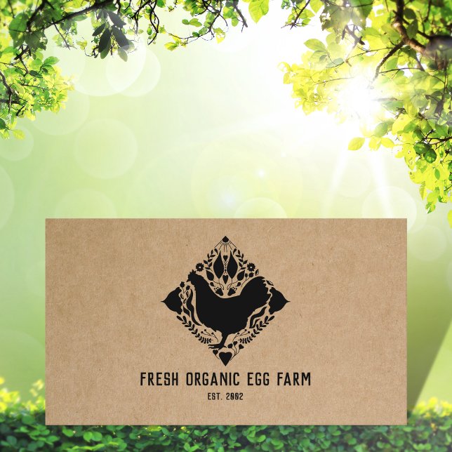 Organic Egg Farm Farmhouse Rustic Chicken  Business Card (Creator Uploaded)