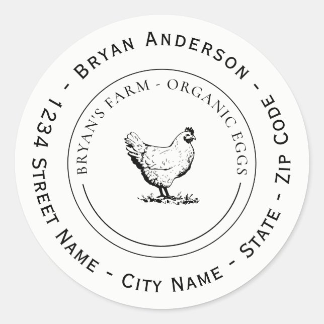 Organic Eggs Chicken Farm Return Address Label (Front)
