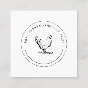 Organic Eggs Chicken Square Business Card