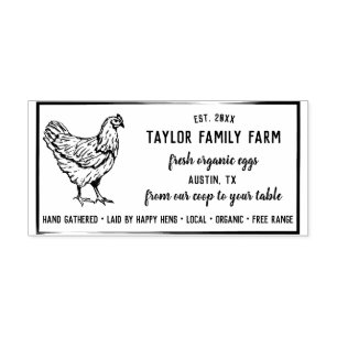 Organic Eggs Family Farm Vintage Rustic Chicken Ru Rubber Stamp
