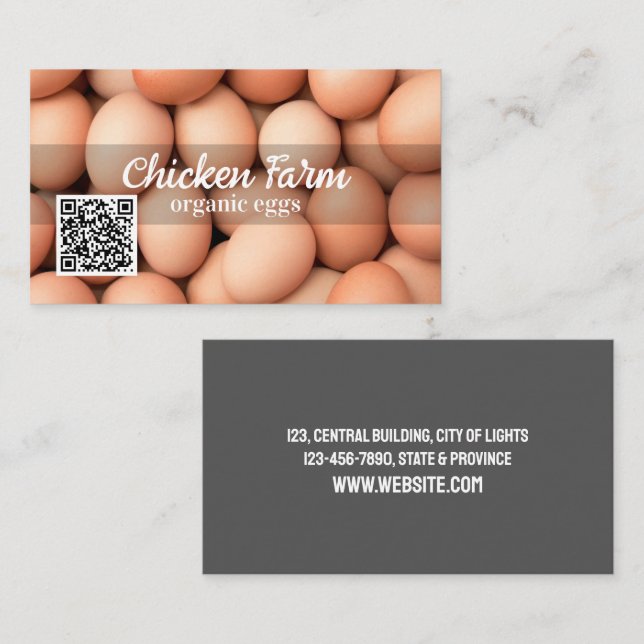 Organic Eggs QR Code Business Card (Front/Back)