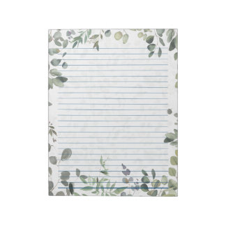Organic Eucalyptus Watercolor Design 40 Pages Notepad