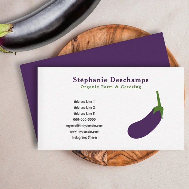 Organic Farm & Catering Eggplant Business Card (Organic Farm & Catering Eggplant Business Card)