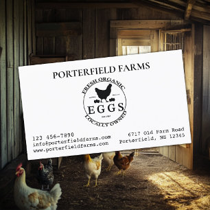 Organic Farm Eggs Black on White Business Card