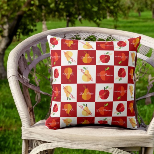 Organic Farm Produce French Farmers Market Cushion (Image approximates the 20 inch size of this pillow.)