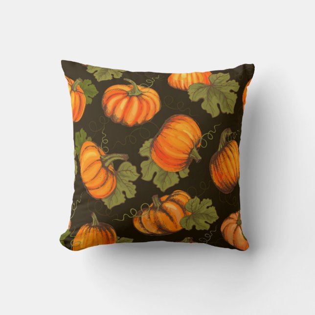 Organic farm vegetables seamless pattern with oran cushion (Front)