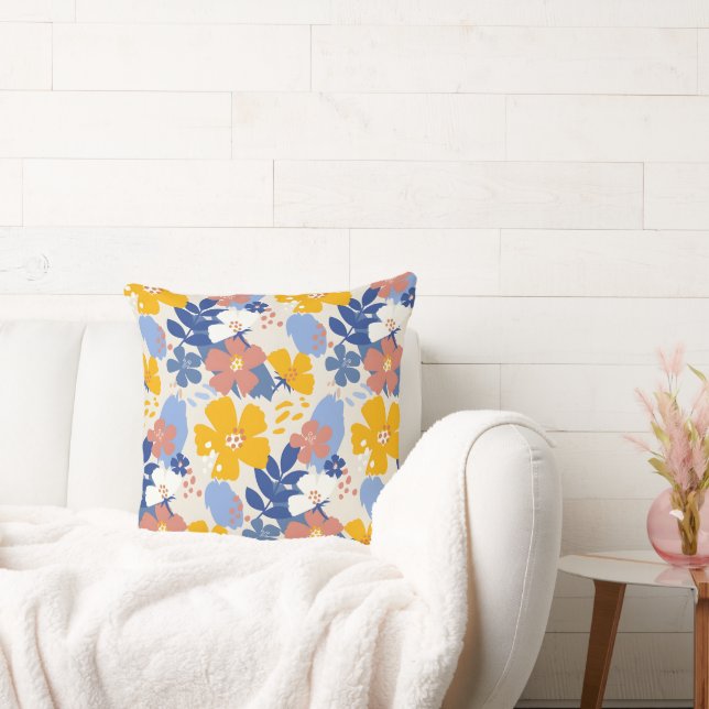 Organic Flat Floral  Cushion (Couch)
