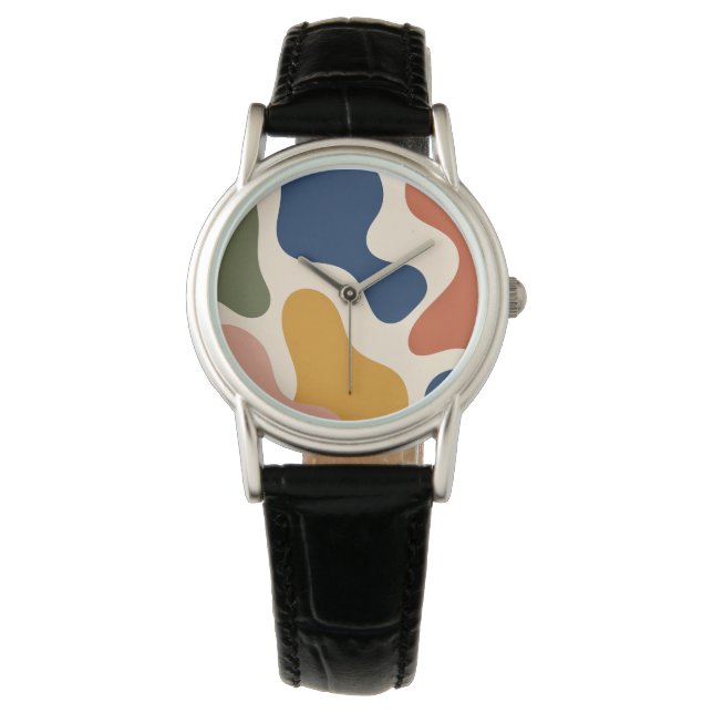 Organic Fluid Shapes Boho Multicolor Watch (Front)