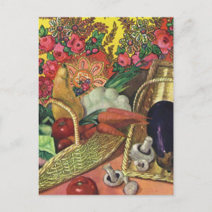 Organic Food, Garden Vegetables, Blooming Flowers Postcard