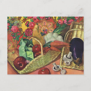Organic Food, Garden Vegetables, Blooming Flowers Postcard