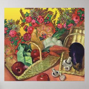 Organic Food, Garden Vegetables, Blooming Flowers Poster