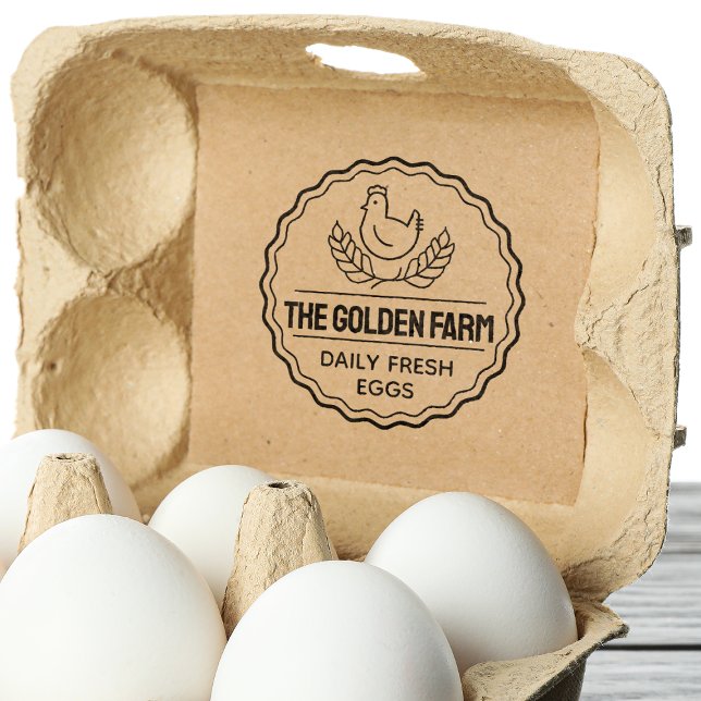 Organic Free-Range Egg Chicken Business Rubber Stamp (Creator Uploaded)
