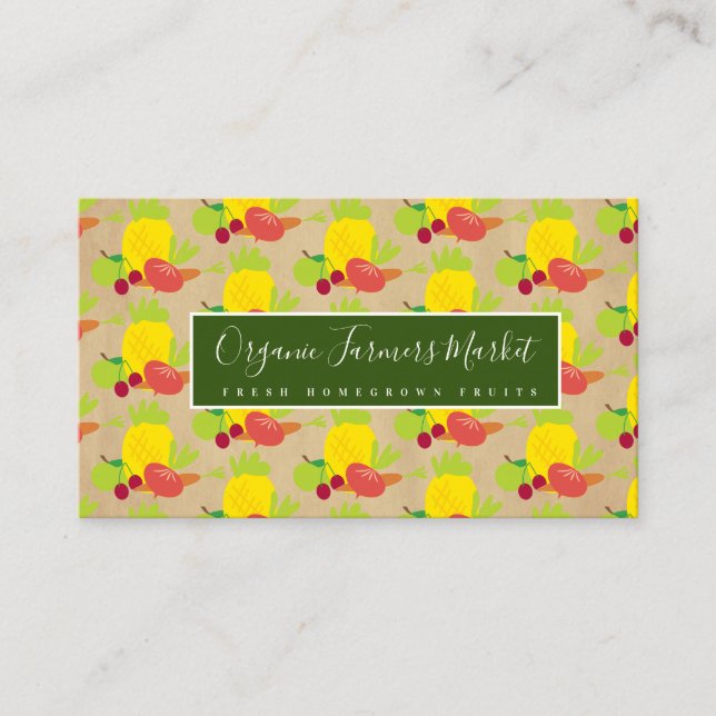 Organic Fruits Farmers Market Fresh Vegetables Business Card (Front)