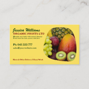 Organic Fruits Fresh Vibrant Design w/ QR code Business Card