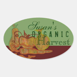 Organic garden oval sticker