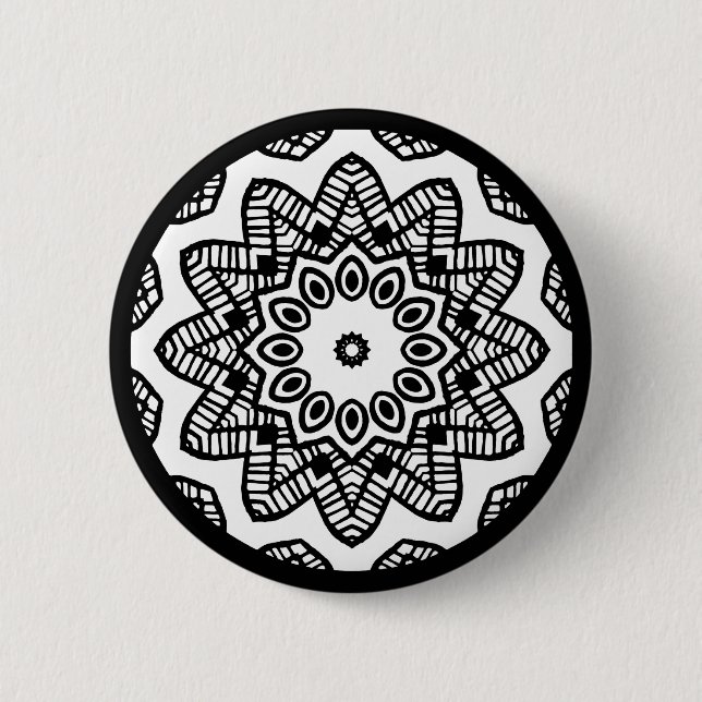 Organic Geometry 012 - Black on White 6 Cm Round Badge (Front)
