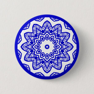 Organic Geometry 012 - Royal Blue on White 6 Cm Round Badge