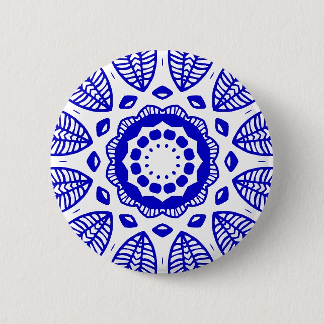 Organic Geometry 016 - Royal Blue on White 6 Cm Round Badge (Front)
