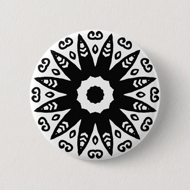 Organic Geometry 01 - Black on White 6 Cm Round Badge (Front)