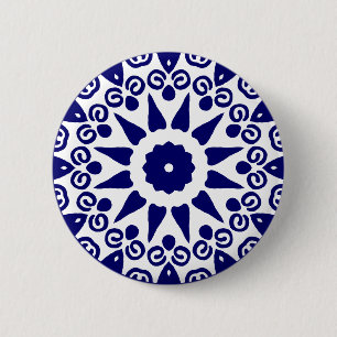 Organic Geometry 02 - Deep Navy on White 6 Cm Round Badge