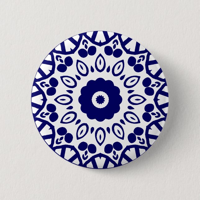 Organic Geometry 03 - Deep Navy on White 6 Cm Round Badge (Front)
