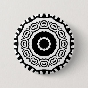Organic Geometry 04 - Black on White 6 Cm Round Badge