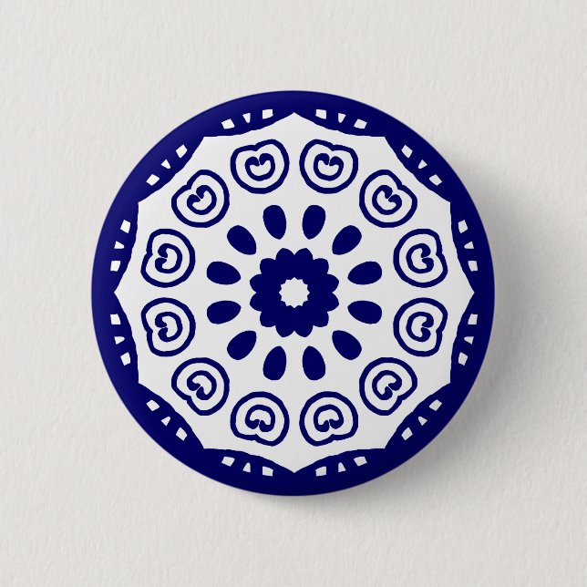 Organic Geometry 05 - Deep Navy on White 6 Cm Round Badge (Front)