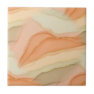 Organic Gold Marble Warm Neutral Abstract Ceramic Tile