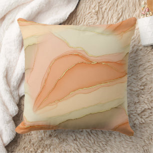 Organic Gold Marble Warm Neutral Abstract Cushion