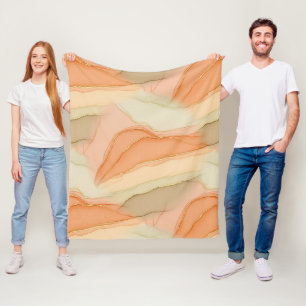 Organic Gold Marble Warm Neutral Abstract Fleece Blanket
