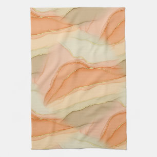 Organic Gold Marble Warm Neutral Abstract Tea Towel