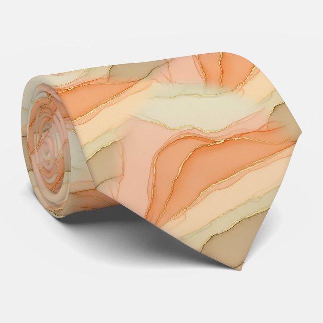 Organic Gold Marble Warm Neutral Abstract Tie (Rolled)